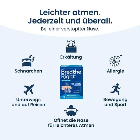 Bandes nasales « Breathe Better Breathe Right », taille standard, transparentes, 10 bandes