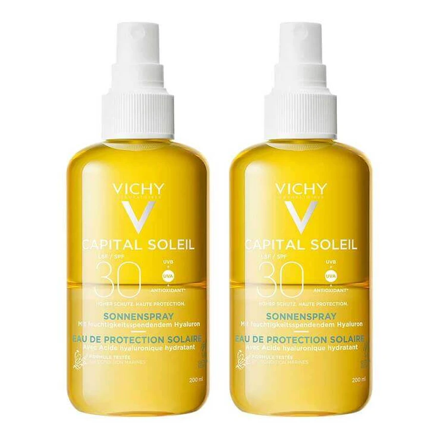 Vichy Ideal Soleil Spray de protecție solară + hialuron, SPF 30, 2x200 ml spray