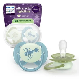 Avent Ultra Soft Glow-in-the-Dark Pacifier Set, Leaf, 18+ Months, SCF094/05, Philips