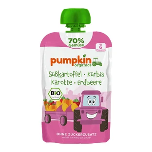 Purée bio de patate douce, carotte et fraise, à partir de 6 mois, 100 g, Pumpkin Organics