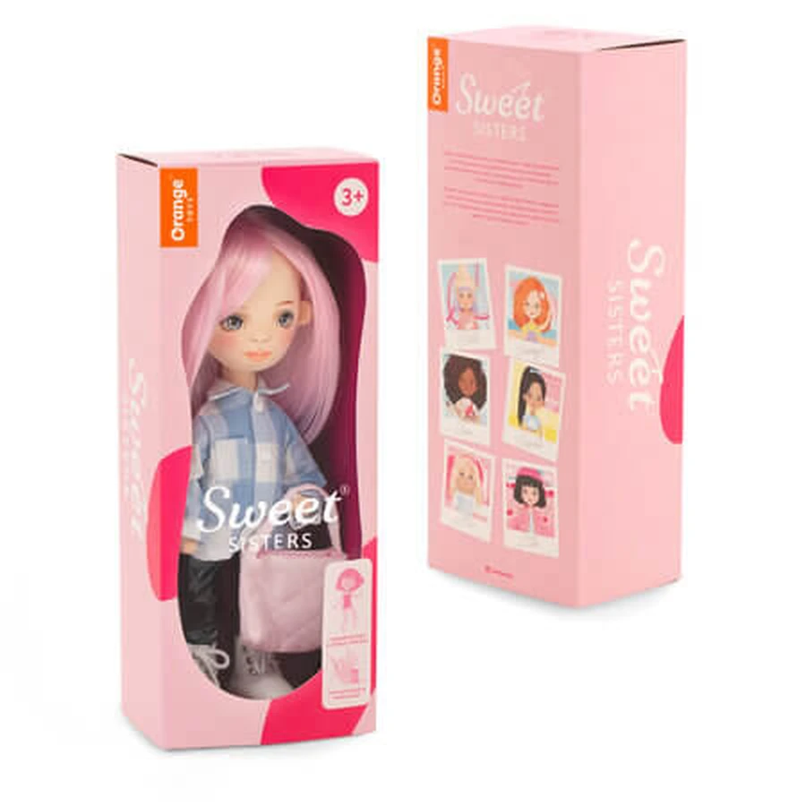 Peluche Premium Sweet Sisters, 32 cm, Billie con camicia a quadri, dai 3 anni in su, Orange Toys