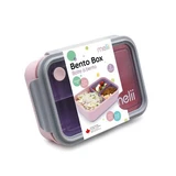 Bento-Brotdose mit herausnehmbarem Fach, Rosa, Lila, Grau, 880 ml, Melii