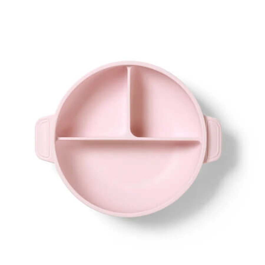 Silicone Plate with Suction Cup and Lid, Pink, 6 months+, Babyono