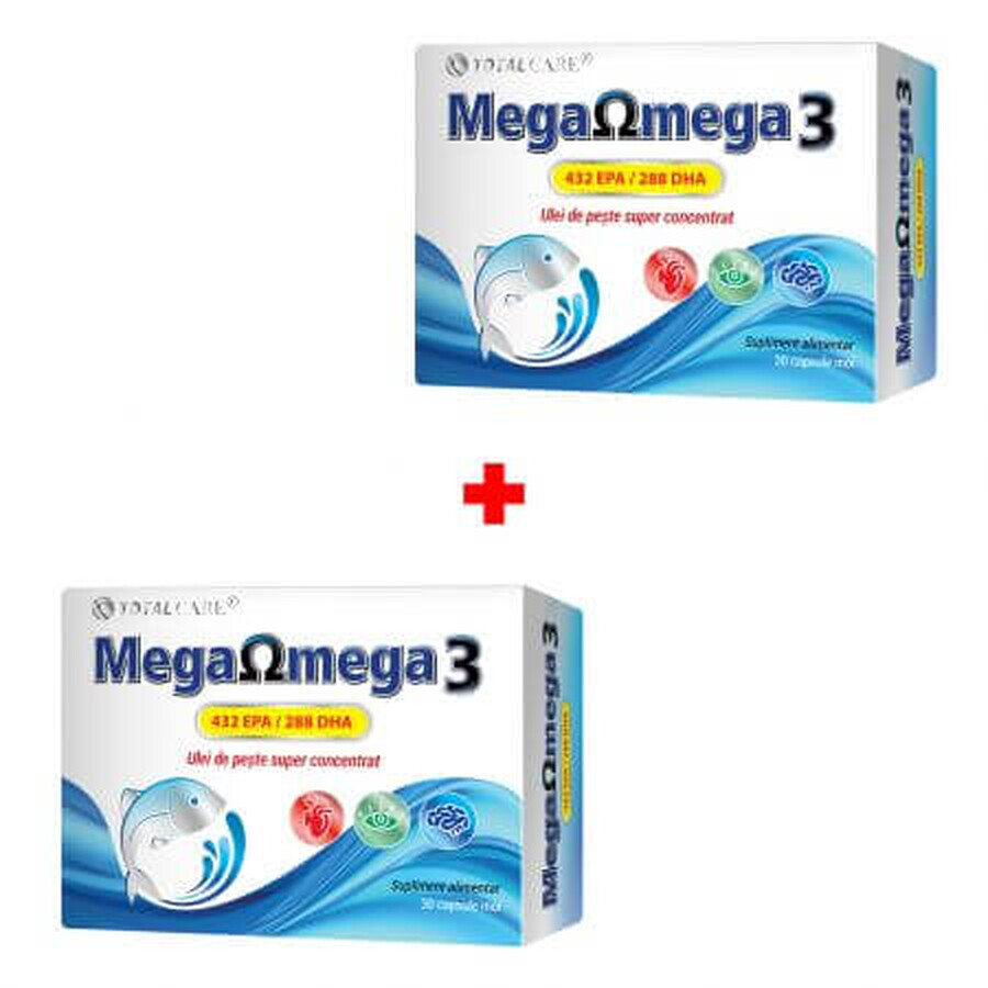 Mega Omega 3 Packung, 30 + 30 Weichkapseln, Cosmopharm
