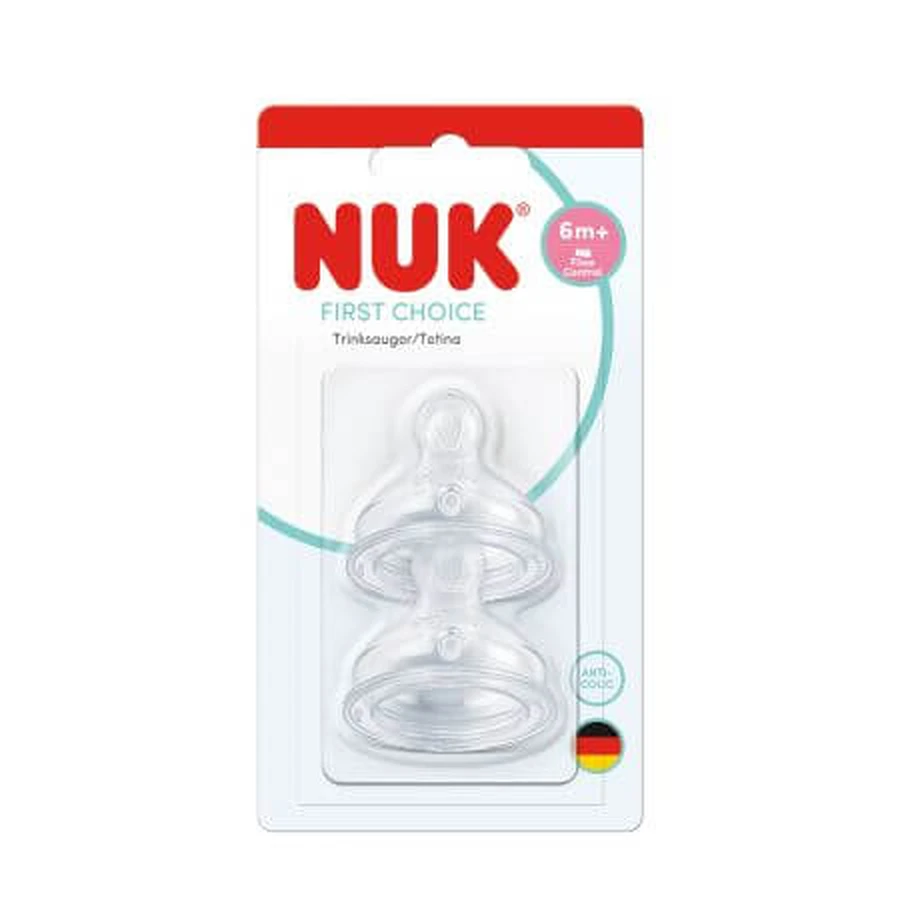 Tettarella in silicone First Choice con controllo del flusso, dai 6 mesi in su, confezione da 2, Nuk