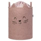 Cesta de almacenamiento plegable, rosa, con un peluche de gato de bouclé, 43 l, Sipo