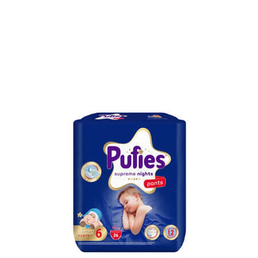 Pull-Ups Supreme Night, taille 6, 15 kg et plus, lot de 26, Pufies