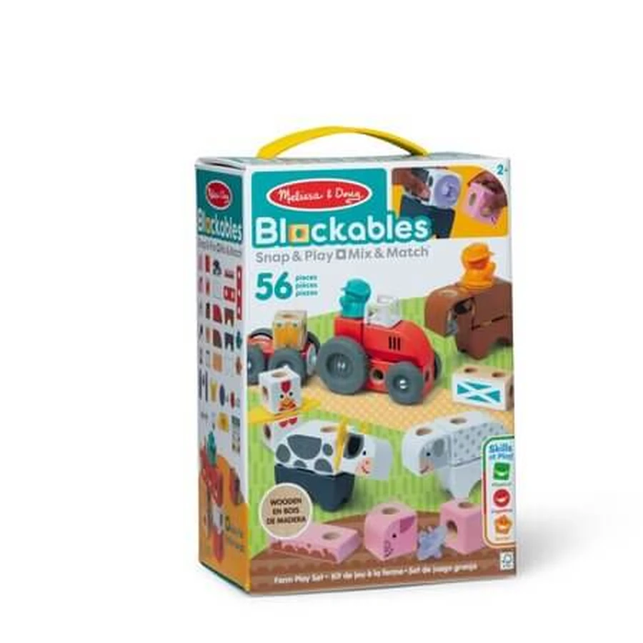 Wooden Building Set, Farm, Ages 2+, 56 pieces, Melissa & Doug