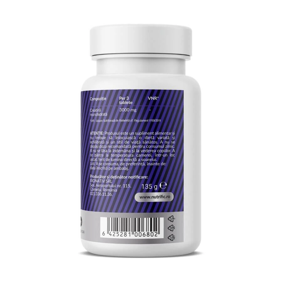 Creatina monohidrato 1000, 90 comprimidos, Nutrific