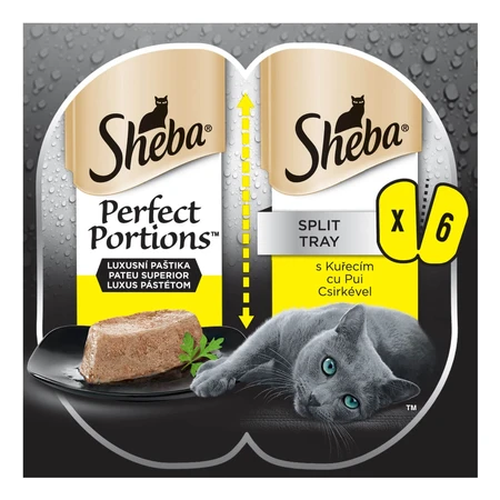 SHEBA Perfect Portions, Kip, natvoer voor katten in bakjes (pâté), multipack, 37,5 g x 6