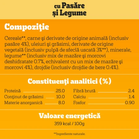 PEDIGREE Junior, M-XL, Pasăre și Legume, hrană uscată câini junior, 500g