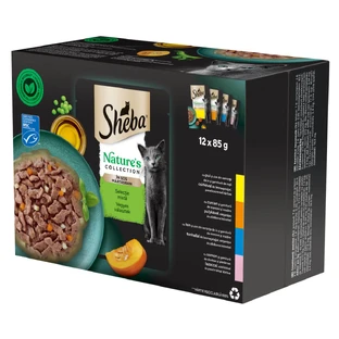 SHEBA Nature's Collection Mixed Selection, Meat and Fish, grain-free wet cat food pouches (in sauce), megapack, 85g x 12 pouches