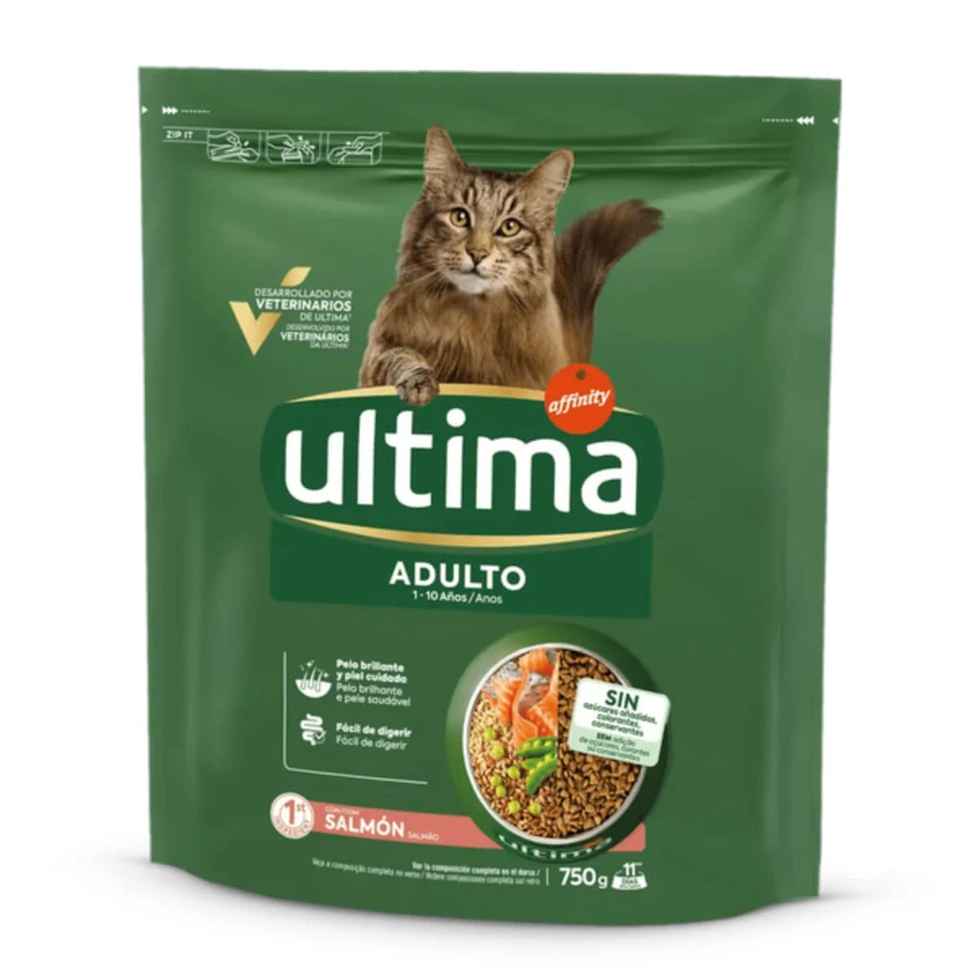 ULTIMA Adult, salmón, pienso seco para gatos, 750 g