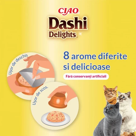 INABA Ciao Dashi, kip en bonito-vlokken, graanvrij natvoer voor katten (in saus), 70 g
