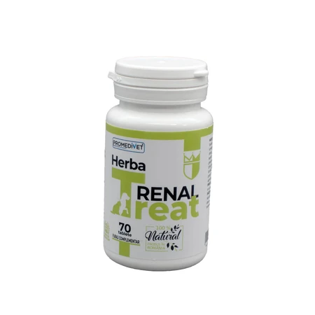 PROMEDIVET Herba-Treat Renal, XS-XL, voedingssupplement ter ondersteuning van de nieren voor honden en katten, fles, 70 tabletten