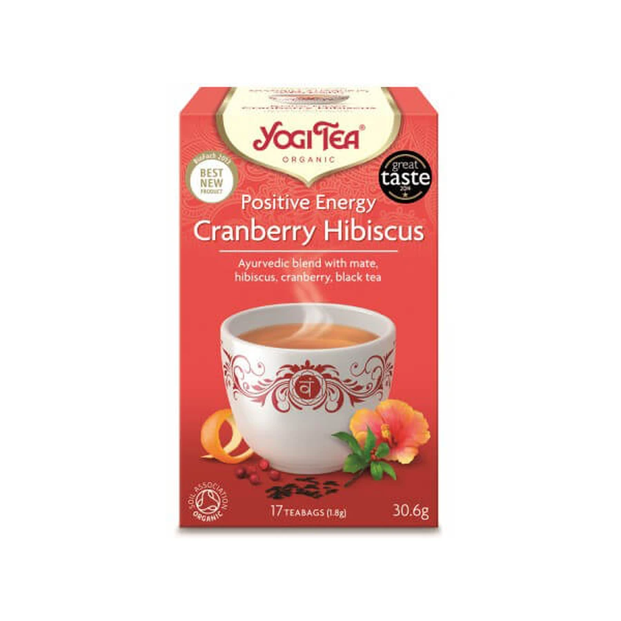 Yogi Tea | Positive Energy Cranberry Hibiscus | Biologische zwarte thee | 17 theezakjes
