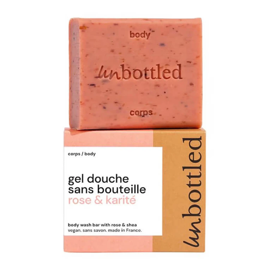 GEL DE DUȘ FĂRĂ STICLĂ UNBOTTLED CU TRANDAFIR ȘI UNT DE KARITÉ 110 G