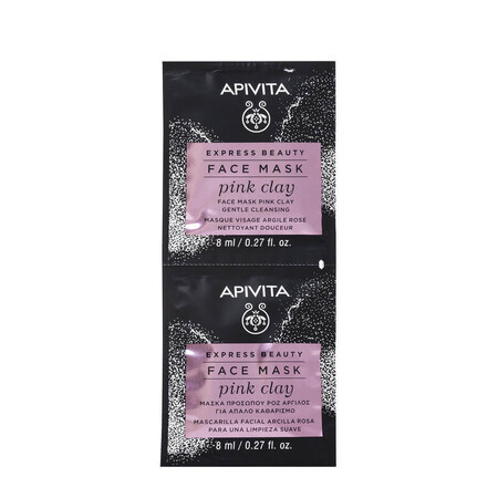 Gesichtsmaske mit rosa Tonerde für empfindliche Haut, 2 x 8 ml, Apivita