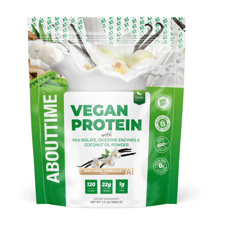 Abouttime Vegan Protein Veganes Protein mit natürlichem Vanillegeschmack, 985,6 G