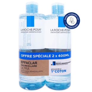 LA ROCHE-POSAY EFFACLAR EAU MICELLAIRE ULTRA PEAUX GRASSES LOT DE 2X400ML
