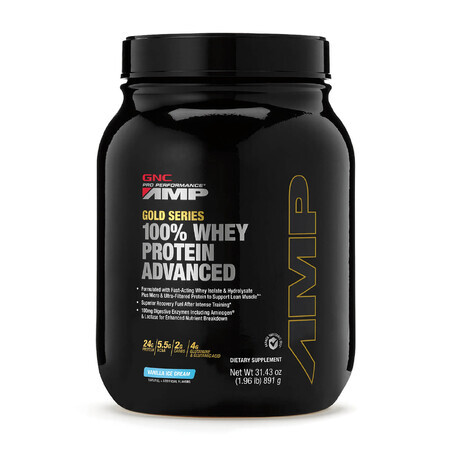 Gnc Amp Gold Series 100% Whey Protein Advanced, Molkenprotein mit Vanille-Geschmack, 891 G