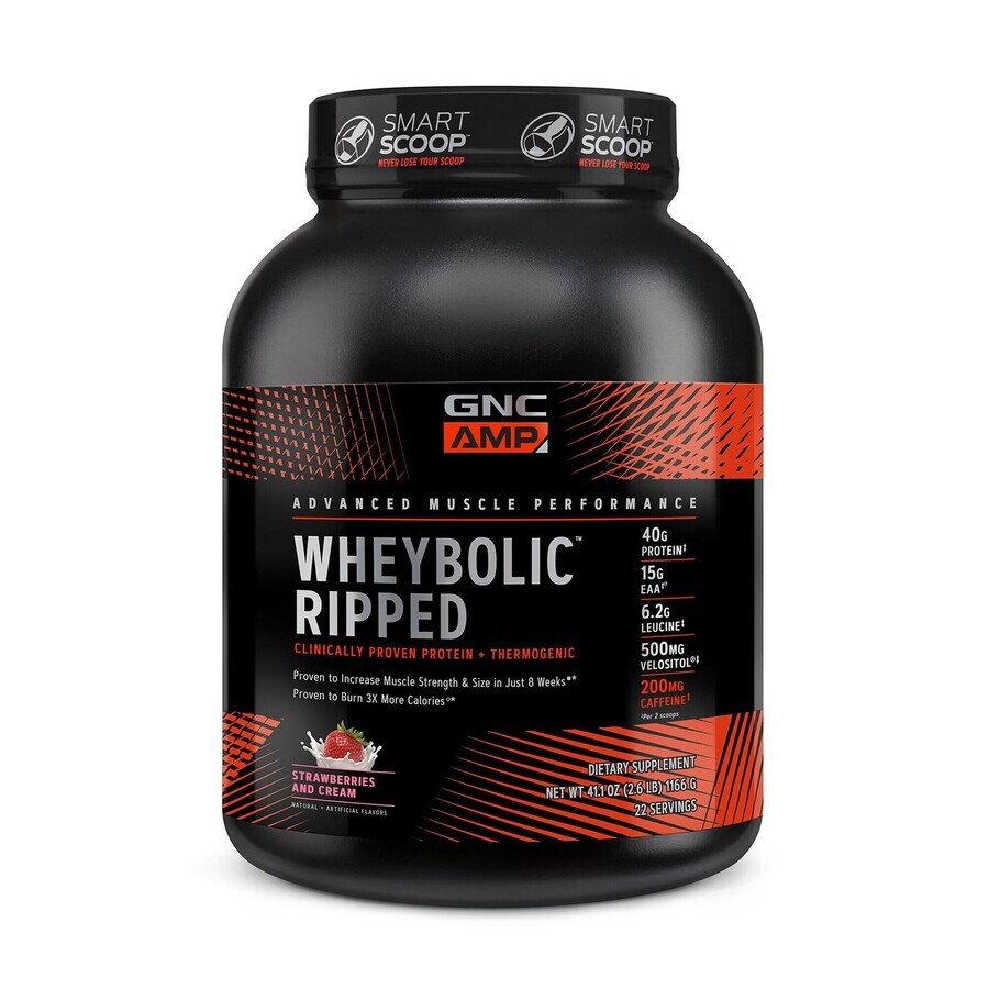 Gnc Amp Wheybolic Ripped, Molkenprotein, Erdbeergeschmack, 1166 G