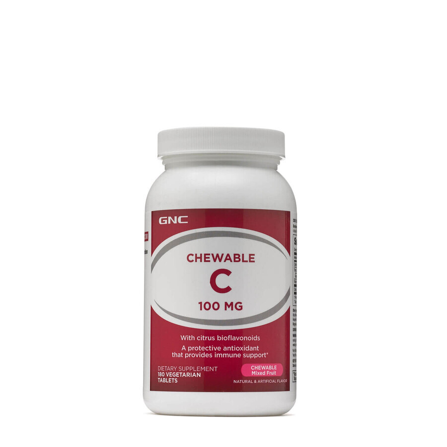 Gnc Chewable C 100 Mg, Kautabletten Vitamin C für Kinder, mit Bioflavonoiden, Acerola und Apfelpulver, 180 Tb