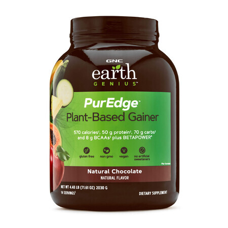 Gnc Earth Genius Puredge Plant-based Gainer, Proteina Vegetala  Vegana, Cu Aroma De Ciocolata Naturala, 2030 G