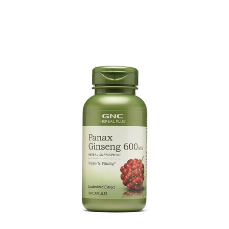 Gnc Herbal Plus Panax Ginseng 600 Mg, standardisierter Ginseng-Extrakt, 100 Cps