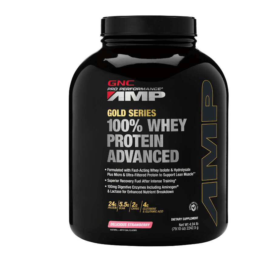 Gnc Pro Performance Amplified Gold Series 100% Advanced Whey Protein met Aardbeiensmaak, 2242,5g