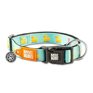MAX & MOLLY Smart ID Ducklings, collar para perro, ajustable, poliéster, azul, hebilla de tridente, talla S