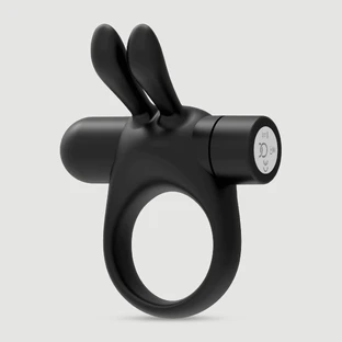 Inel vibrator pentru penis Bunny cu două urechi - Negru