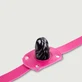 Bâillon en cuir avec gode réaliste brillant - Rose