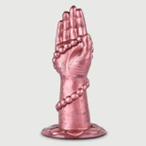 Siliconen fistinghand met kraaltjes, 14 x 4,5 cm - Roze
