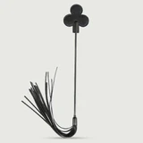 Clover Tip Crop Whip mit Lederstreifen, 28 cm – Schwarz