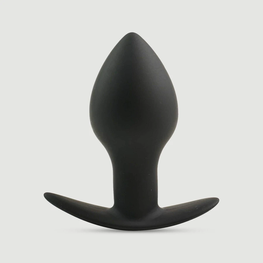 Anal Intruder Large Silicone Round Butt Plug - Black