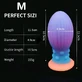 Glow-in-the-Dark Medium Silicone Egg Butt Plug with Suction Cup, 11.5 x 4.9 cm - Multicolored