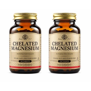 Chelato di magnesio 100 mg, 2 confezioni da 100 compresse, Solgar