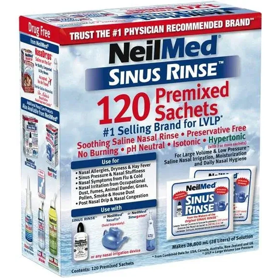 Sinus Rinse Kit, Nahrungsergänzungsmittel zur Spülung der Nasennebenhöhlen für Erwachsene, 3x120 Portionsbeutel