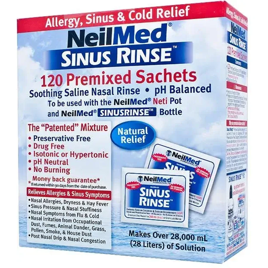 Sinus Rinse Kit, Nahrungsergänzungsmittel zur Spülung der Nasennebenhöhlen für Erwachsene, 3x120 Portionsbeutel