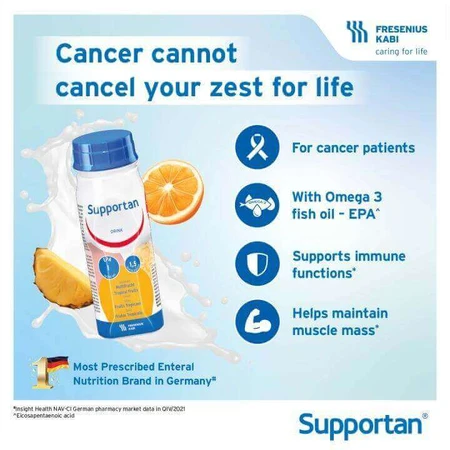 Supportan Nahrungsergänzungsgetränk mit tropischem Fruchtgeschmack, 12 x 200 ml, Fresenius Kabi