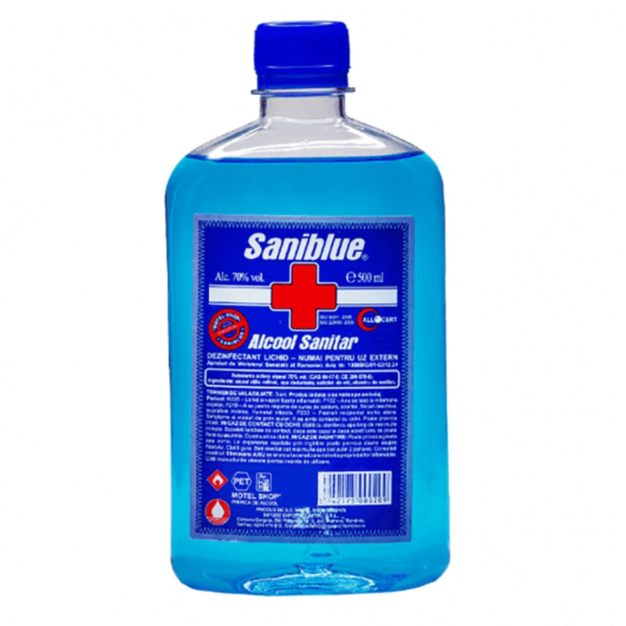 Alcool à 70 %, 2 flacons de 500 ml, Saniblue