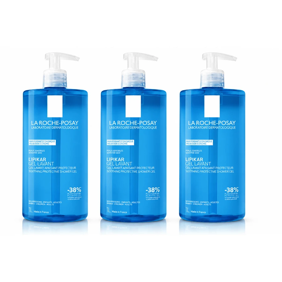Lipikar Reinigingsgel, 3x1 liter, voor de gevoelige huid, La Roche-Posay