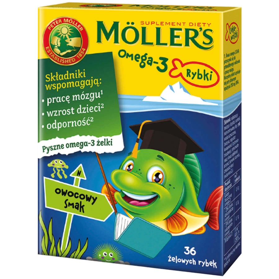 Omega-3 Gummy Fish with Fruit Flavor, 4x36 gummies, Möller’s