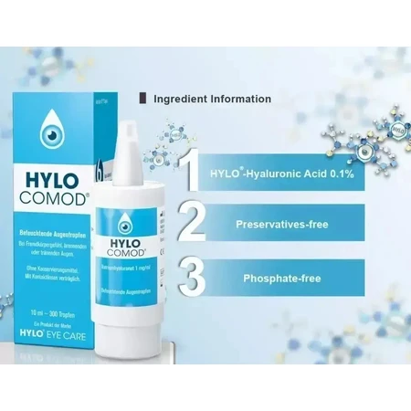 Hylo Eye Care HYLO-COMOD feuchtigkeitsspendende Augentropfen 3x10 ml