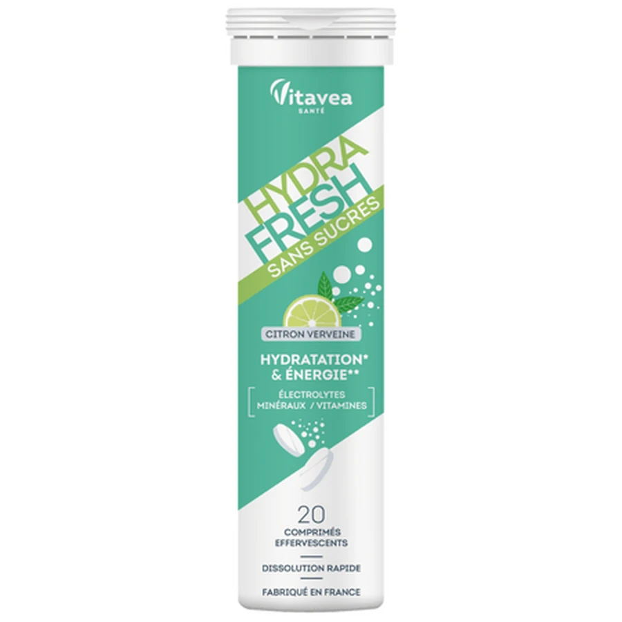Hydrafresh Elektrolyte mit Zitronen- und Verbenageschmack, 20 Brausetabletten, Vitavea