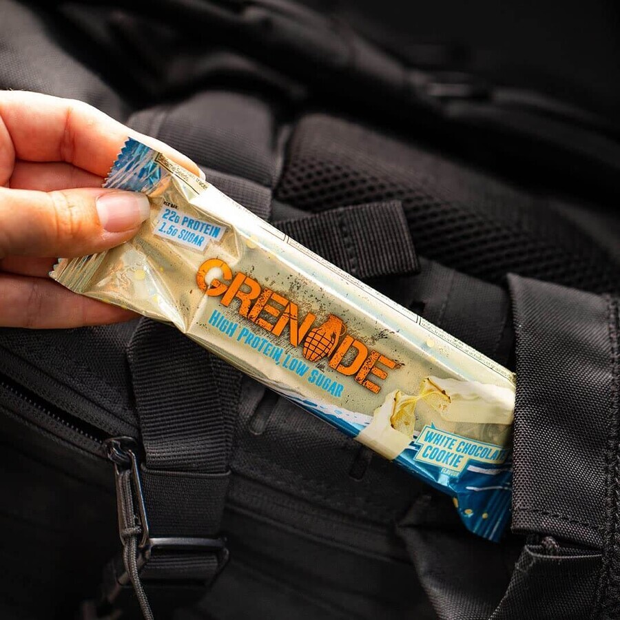 Grenade High Protein, Low Sugar Bar White Chocolate Cookie, Barrita de proteínas con sabor a galleta de chocolate blanco, 60 G