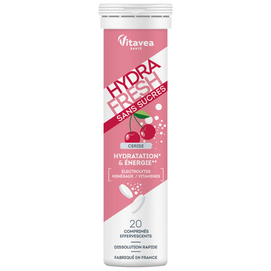 Hydrafresh Elektrolyte mit Kirschgeschmack, 20 Brausetabletten, Vitavea