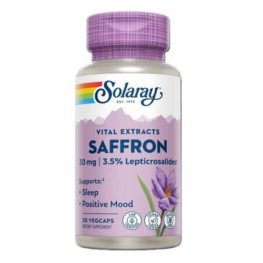 Solaray Szafran, 30 mg, 30 kapsułek wegetariańskich, Secom: ceny i cechy