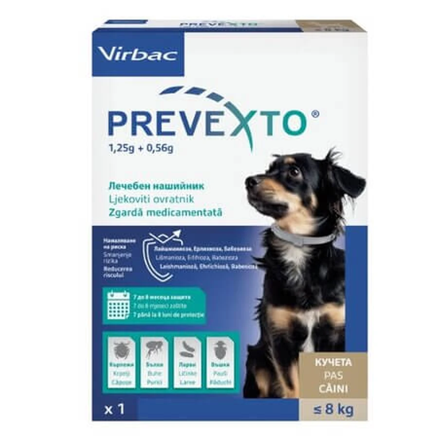 Prevexto Floh- und Zeckenhalsband für Hunde ≤ 8 kg, 1 Stück, Virbac